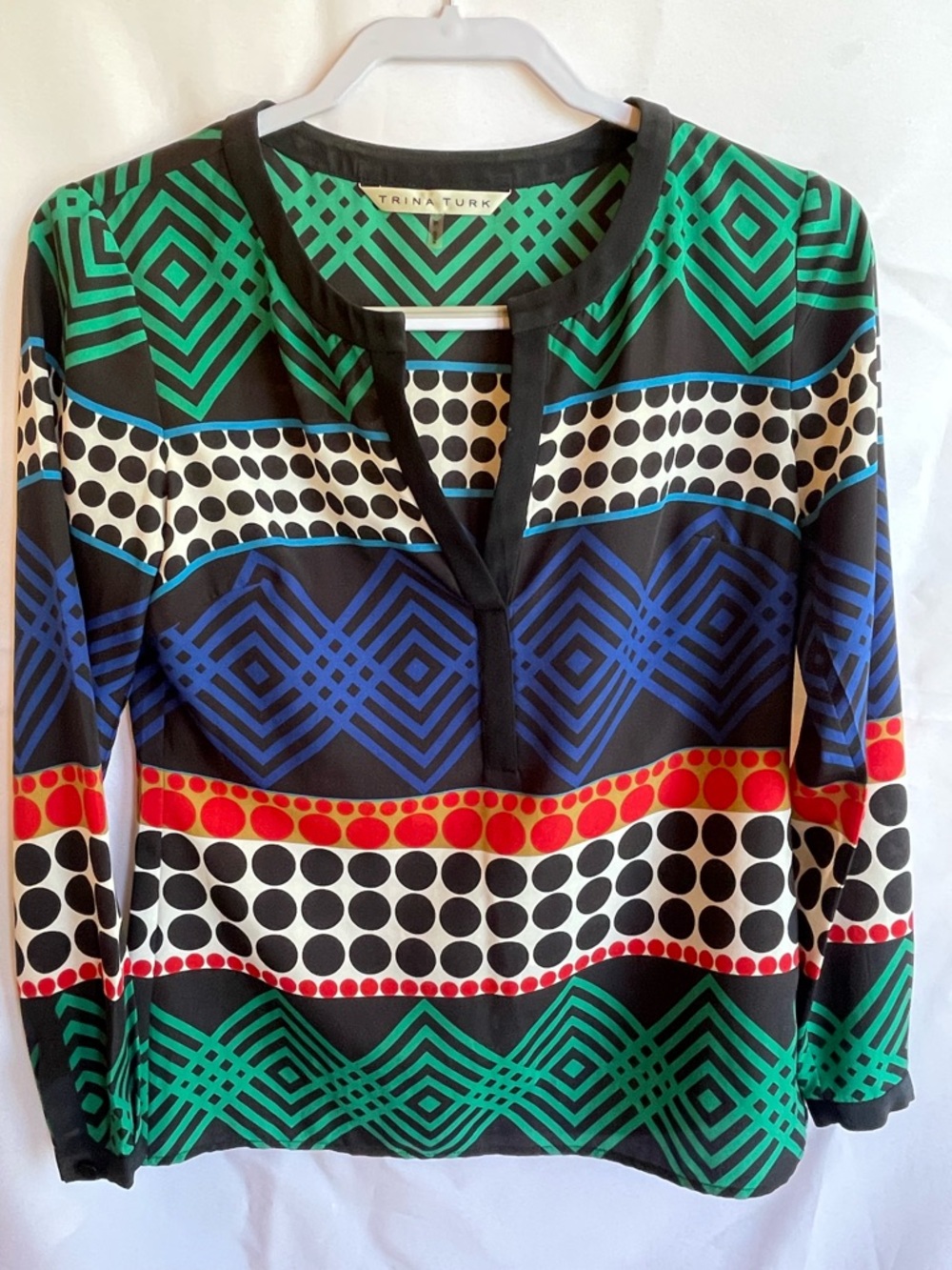Trina Turk PETITE Geometric Print Blouse SIZE XS-SM